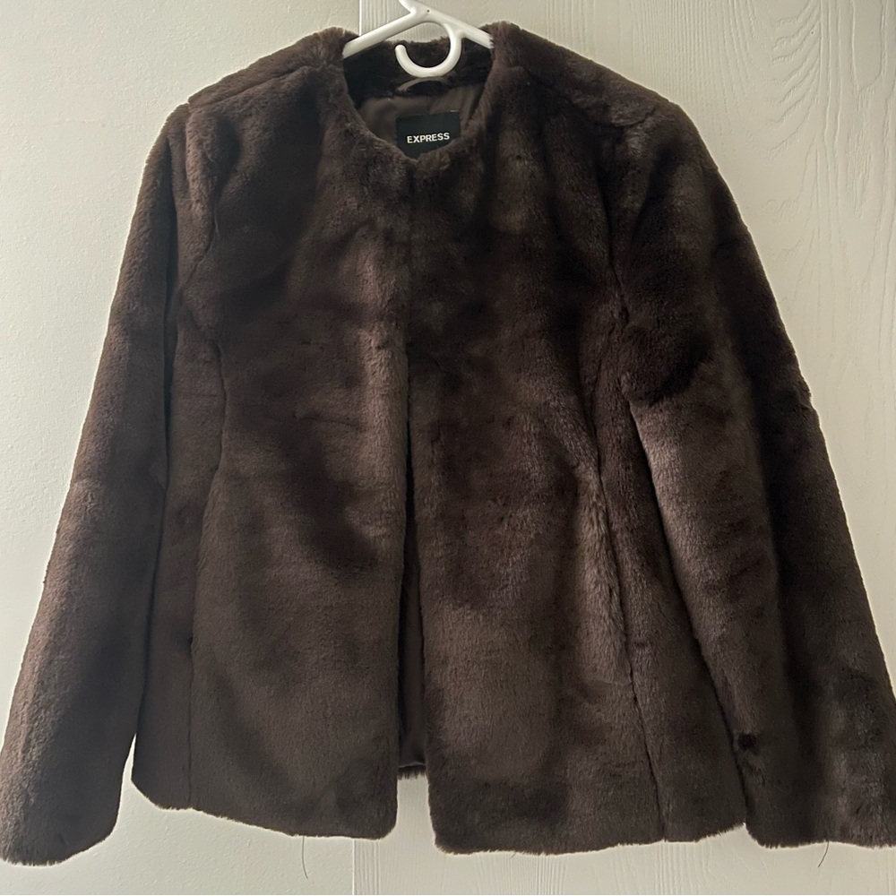 Express Women's Dark Brown Faux Fur Jacket